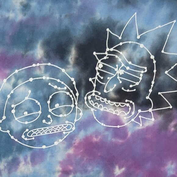 Rick & Morty  Adult Swim Ripple Jct T Shirt Men's XL Blue Tie Dye Constellation - Picture 5 of 8